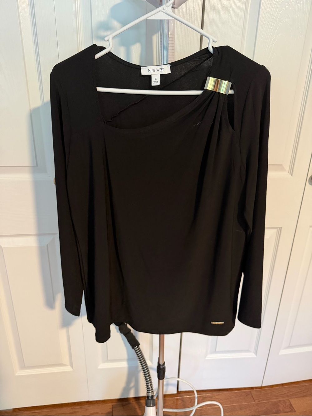 Nine West Black Long Sleeve Top with Metallic Accent
